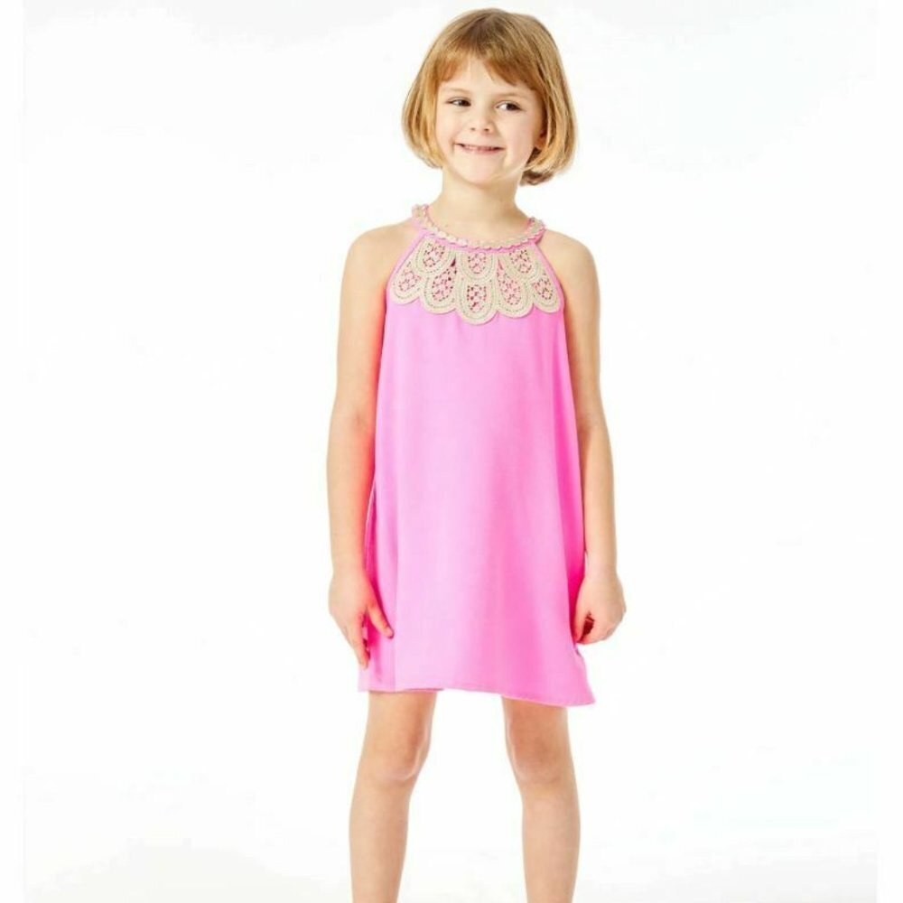 Lilly Pulitzer girls Mini Pearl Shift Dress size 14 Prosecco Pink NWT